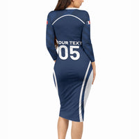 Custom France Football 2026 Long Sleeve Bodycon Dress Road To Champions