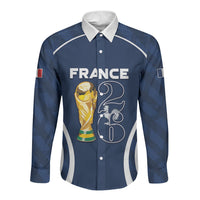 Custom France Football 2026 Long Sleeve Button Shirt Road To Champions