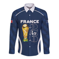 Custom France Football 2026 Long Sleeve Button Shirt Road To Champions