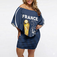 Custom France Football 2026 Off Shoulder Short Dress Road To Champions