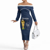 Custom France Football 2026 Off The Shoulder Long Sleeve Dress Road To Champions
