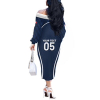 Custom France Football 2026 Off The Shoulder Long Sleeve Dress Road To Champions