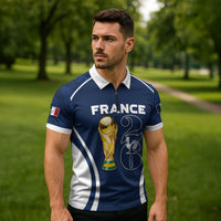 Custom France Football 2026 Zipper Polo Shirt Road To Champions