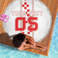 Custom Croatia Football 2026 Beach Blanket Hrvatska Vatreni Checkerboard Style