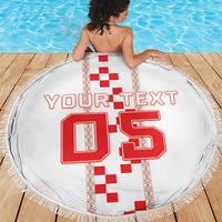 Custom Croatia Football 2026 Beach Blanket Hrvatska Vatreni Checkerboard Style