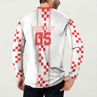 Custom Croatia Football 2026 Button Sweatshirt Hrvatska Vatreni Checkerboard Style
