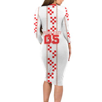 Custom Croatia Football 2026 Long Sleeve Bodycon Dress Hrvatska Vatreni Checkerboard Style