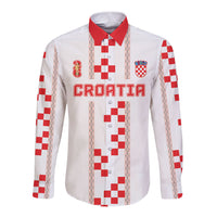 Custom Croatia Football 2026 Long Sleeve Button Shirt Hrvatska Vatreni Checkerboard Style