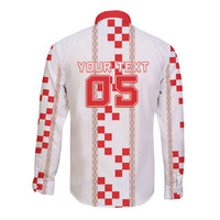Custom Croatia Football 2026 Long Sleeve Button Shirt Hrvatska Vatreni Checkerboard Style
