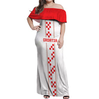 Custom Croatia Football 2026 Off Shoulder Maxi Dress Hrvatska Vatreni Checkerboard Style