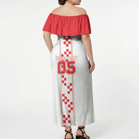 Custom Croatia Football 2026 Off Shoulder Maxi Dress Hrvatska Vatreni Checkerboard Style