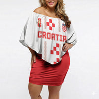 Custom Croatia Football 2026 Off Shoulder Short Dress Hrvatska Vatreni Checkerboard Style