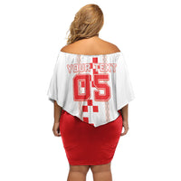 Custom Croatia Football 2026 Off Shoulder Short Dress Hrvatska Vatreni Checkerboard Style