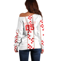 Custom Croatia Football 2026 Off Shoulder Sweater Hrvatska Vatreni Checkerboard Style