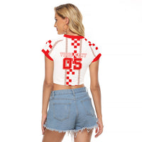 Custom Croatia Football 2026 Raglan Cropped T Shirt Hrvatska Vatreni Checkerboard Style