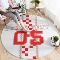 Custom Croatia Football 2026 Round Carpet Hrvatska Vatreni Checkerboard Style