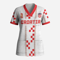 Custom Croatia Football 2026 Scrub Top Hrvatska Vatreni Checkerboard Style
