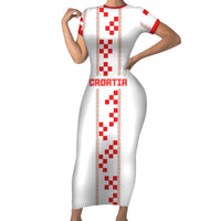 Custom Croatia Football 2026 Short Sleeve Bodycon Dress Hrvatska Vatreni Checkerboard Style