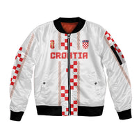 Custom Croatia Football 2026 Sleeve Zip Bomber Jacket Hrvatska Vatreni Checkerboard Style