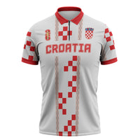 Custom Croatia Football 2026 Zipper Polo Shirt Hrvatska Vatreni Checkerboard Style
