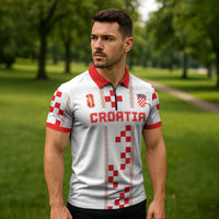 Custom Croatia Football 2026 Zipper Polo Shirt Hrvatska Vatreni Checkerboard Style