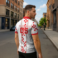Custom Croatia Football 2026 Zipper Polo Shirt Hrvatska Vatreni Checkerboard Style