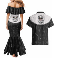 Cowdog Couples Matching Mermaid Dress and Hawaiian Shirt Cowboy Bulldog Retro Western Yoke - Wonder Print Shop