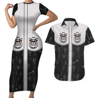 Cowdog Couples Matching Short Sleeve Bodycon Dress and Hawaiian Shirt Cowboy Bulldog Retro Western Yoke - Wonder Print Shop