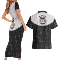 Cowdog Couples Matching Short Sleeve Bodycon Dress and Hawaiian Shirt Cowboy Bulldog Retro Western Yoke - Wonder Print Shop