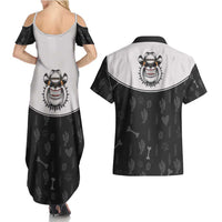 Cowdog Couples Matching Summer Maxi Dress and Hawaiian Shirt Cowboy Bulldog Retro Western Yoke - Wonder Print Shop