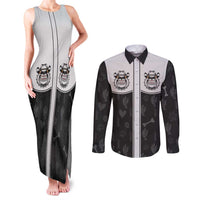 Cowdog Couples Matching Tank Maxi Dress and Long Sleeve Button Shirt Cowboy Bulldog Retro Western Yoke - Wonder Print Shop