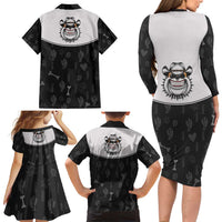 Cowdog Family Matching Long Sleeve Bodycon Dress and Hawaiian Shirt Cowboy Bulldog Retro Western Yoke - Wonder Print Shop