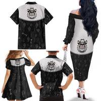 Cowdog Family Matching Off The Shoulder Long Sleeve Dress and Hawaiian Shirt Cowboy Bulldog Retro Western Yoke - Wonder Print Shop
