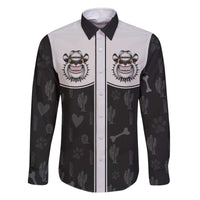 Cowdog Family Matching Off The Shoulder Long Sleeve Dress and Hawaiian Shirt Cowboy Bulldog Retro Western Yoke - Wonder Print Shop