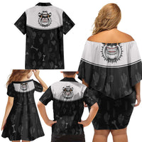 Cowdog Family Matching Off Shoulder Short Dress and Hawaiian Shirt Cowboy Bulldog Retro Western Yoke - Wonder Print Shop