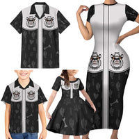 Cowdog Family Matching Short Sleeve Bodycon Dress and Hawaiian Shirt Cowboy Bulldog Retro Western Yoke - Wonder Print Shop