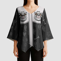 Cowdog Kimono Sleeve Blouse Cowboy Bulldog Retro Western Yoke - Wonder Print Shop