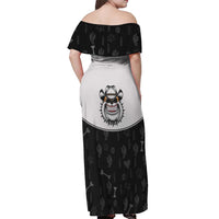 Cowdog Off Shoulder Maxi Dress Cowboy Bulldog Retro Western Yoke - Wonder Print Shop