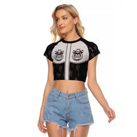 Cowdog Raglan Cropped T Shirt Cowboy Bulldog Retro Western Yoke - Wonder Print Shop