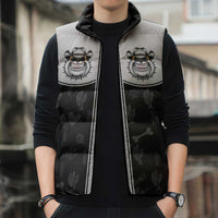 Cowdog Sleeveless Puffer Jacket Cowboy Bulldog Retro Western Yoke - Wonder Print Shop