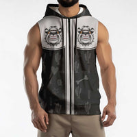 Cowdog Sleeveless Zip Hoodie Cowboy Bulldog Retro Western Yoke - Wonder Print Shop