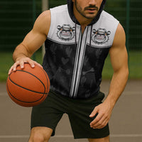 Cowdog Sleeveless Zip Hoodie Cowboy Bulldog Retro Western Yoke - Wonder Print Shop