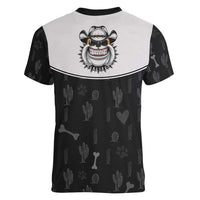 Cowdog Women V-Neck T-Shirt Cowboy Bulldog Retro Western Yoke - Wonder Print Shop