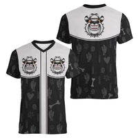 Cowdog Women V-Neck T-Shirt Cowboy Bulldog Retro Western Yoke - Wonder Print Shop