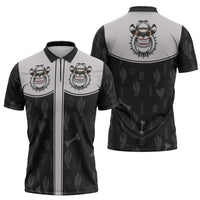 Cowdog Zipper Polo Shirt Cowboy Bulldog Retro Western Yoke - Wonder Print Shop