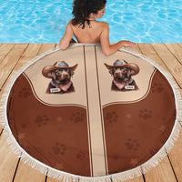 Cowdog Beach Blanket Cowboy Patriotic Labrador Western Yoke - Wonder Print Shop