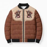 Cowdog Bomber Puffer Jacket Cowboy Patriotic Labrador Western Yoke - Wonder Print Shop