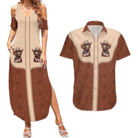 Cowdog Couples Matching Summer Maxi Dress and Hawaiian Shirt Cowboy Patriotic Labrador Western Yoke - Wonder Print Shop