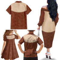 Cowdog Family Matching Off The Shoulder Long Sleeve Dress and Hawaiian Shirt Cowboy Patriotic Labrador Western Yoke - Wonder Print Shop