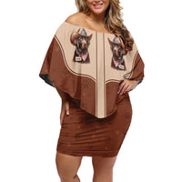 Cowdog Family Matching Off Shoulder Short Dress and Hawaiian Shirt Cowboy Patriotic Labrador Western Yoke - Wonder Print Shop